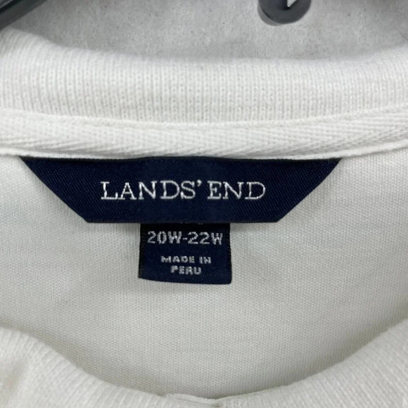 Lands' End Polo Shirt  Womens 2X White Green Print Collared Short Sleeve Casual - Picture 10 of 13